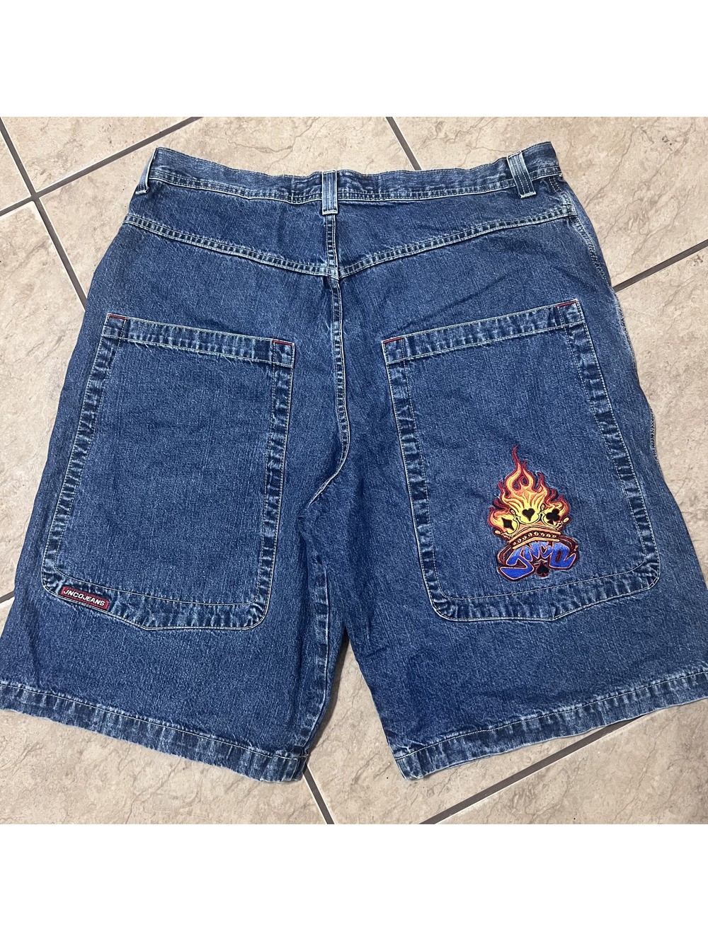 Vintage JNCO Jeans Denim Shorts Baggy Skater Wide Leg 90s Y2K Blue Tagged 42 Y2k
